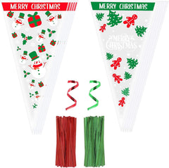 100Pcs Christmas Sweet Cone Bags, 13X25Cm Triangle Candy Bags for Xmas