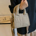 Women Quilted Casual Tote Handbag Large Capacity Padded Crossbody Purse Adjustable Strap Trendy Messenger Bag Simple Satchel Bag