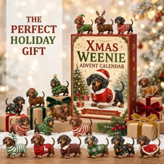 Dachshund Dog Christmas Advent Calendar 24 3D PVC Ornaments Xmas Countdown Gift