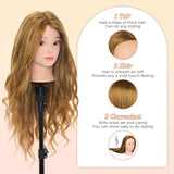 Neverland Beauty 24 Inch 60% Real Human Hair Training Head Hairdressing Cosmetology Mannequin Head with Makeup Function + Braid Set