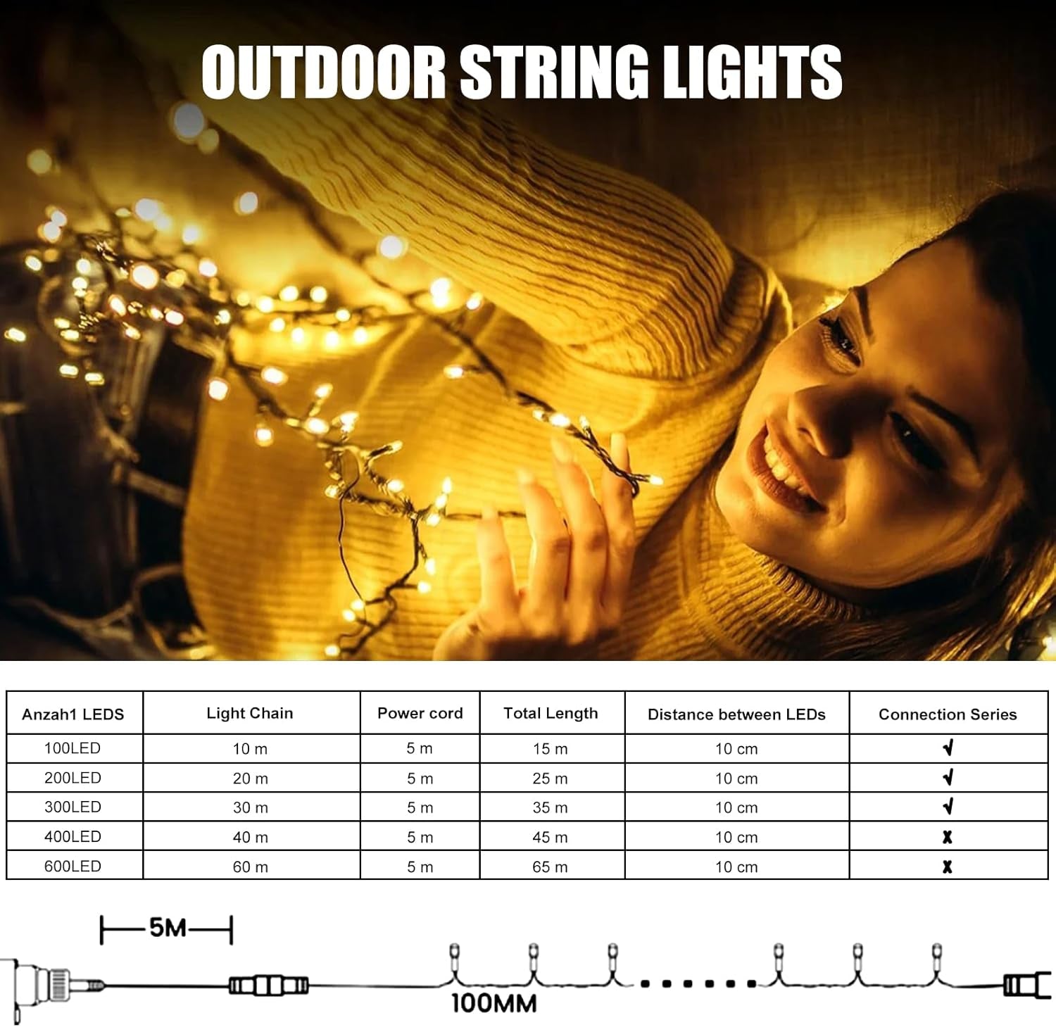 Christmas Tree Lights Plug In,20M 200 LED Outdoor Fairy Light Mains Powered, Waterproof Warm White String Light with Remote/8 Modes/Timer for outside Indoor Garden Bedroom Decorations
