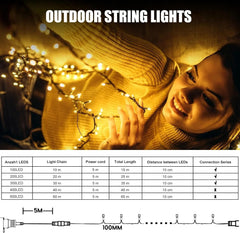 Christmas Tree Lights Plug In,20M 200 LED Outdoor Fairy Light Mains Powered, Waterproof Warm White String Light with Remote/8 Modes/Timer for outside Indoor Garden Bedroom Decorations