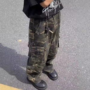 American Mechanical Style Outdoor Camouflage Workwear Casual Pants