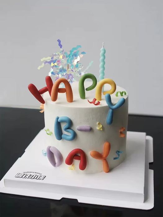 Ins Style Colorful Happy Birthday Letter Soft Gum Cake Decoration Candy Color Cake Topper Children'S Party Supplies Gifts