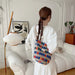 Color Plush Dots Women'S Bento Handbags Retro Design Female Fluffy Bucket Bags Large Capacity Shoulder Bag Purse Casual Tote