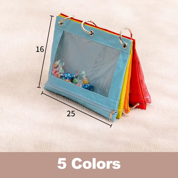 Cute Rainbow Seven Color Storage Bag Stationery Bag Hangable Children Sorting Bag Transparent Oxford Fabric Bag