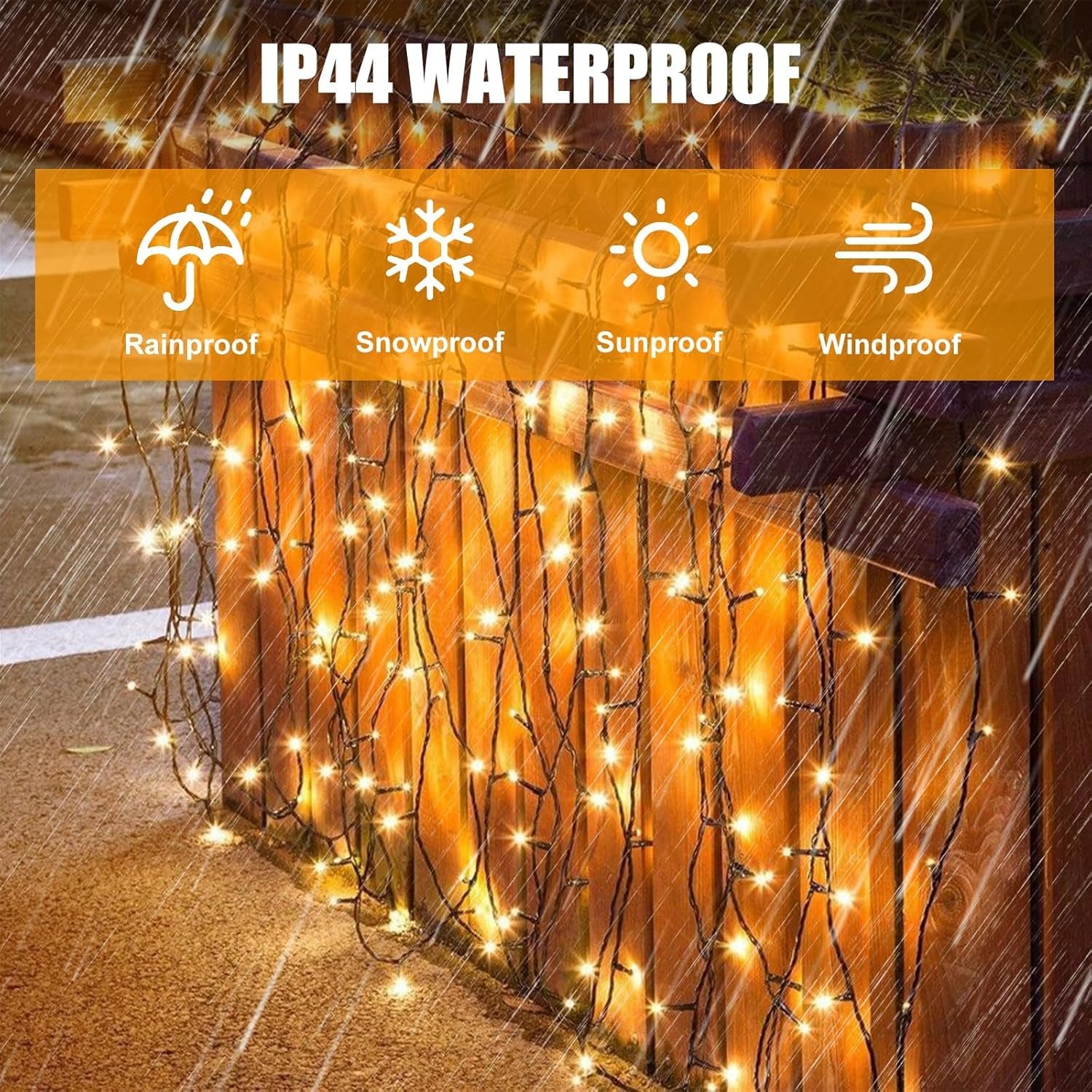 Christmas Tree Lights Plug In,20M 200 LED Outdoor Fairy Light Mains Powered, Waterproof Warm White String Light with Remote/8 Modes/Timer for outside Indoor Garden Bedroom Decorations