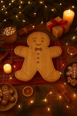 Eboutk - Christmas Gingerbread Man Bamboo Holiday Serving Board - Festive Decorative Cookie, Cheese, Charcuterie Platter - Xmas Kitchen Decor