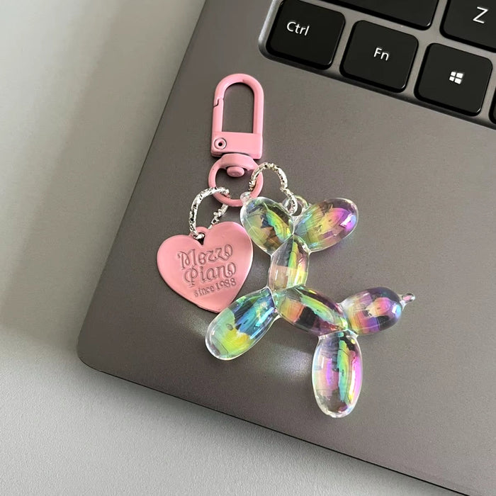 Bling Kawaii Cartoon Balloon Dog Keychain Key Ring for Women Men New Colorful Cute Bag Car Pendant Decoration Holder Accessories
