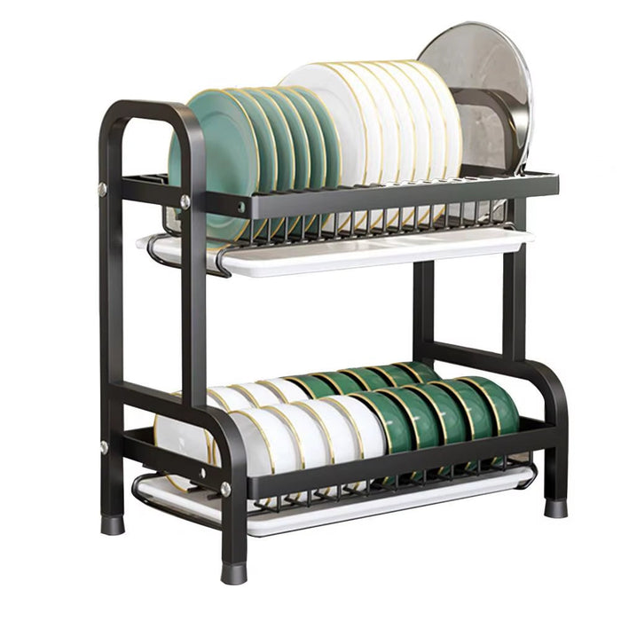 Dishes Storage Rack Stainless Steel Dish Rack Stainless Steel Kitchen Dish Rack with Utensil Storage Hook Waterproof for Bowls