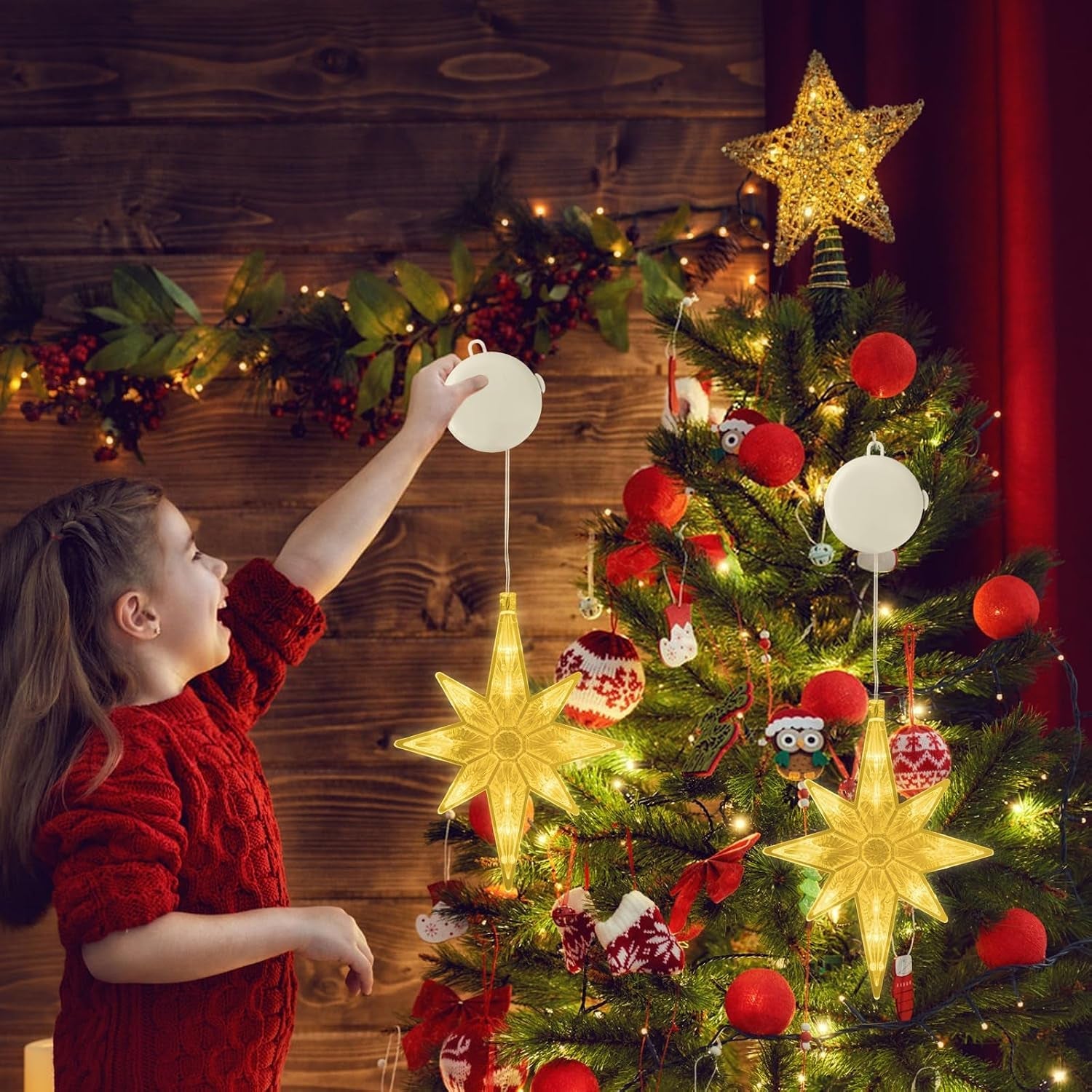 2 Pack LED Star Christmas Lights, Window Star Lights with Timer & Suction Cups, Indoor Outdoor Star Window Lights for Christmas Decorations, Weddings & Home Décor