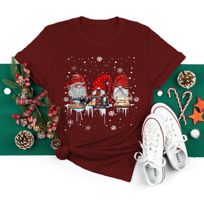 Christmas New Printed Pattern Round Neck Short Sleeve T-shirt