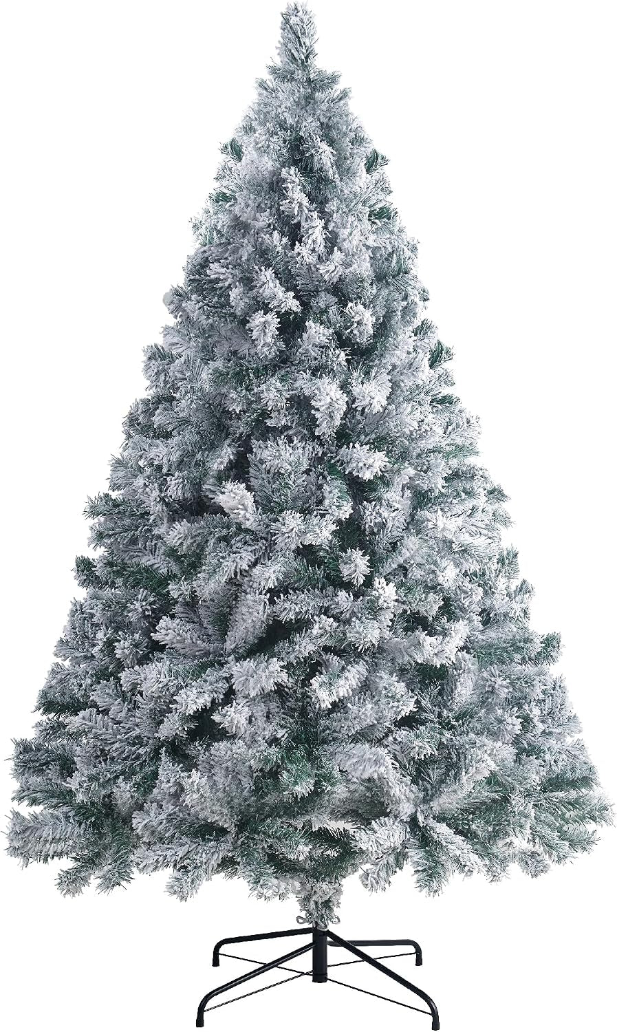 6Ft Snow Flocked Artificial Christmas Tree with 926 Tips Realistic Holiday Premium Full Winter White Pine Xmas Tree, Full Appearance Snowy Easy Assembly with Sturdy Metal Stand 180Cm