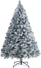 6Ft Snow Flocked Artificial Christmas Tree with 926 Tips Realistic Holiday Premium Full Winter White Pine Xmas Tree, Full Appearance Snowy Easy Assembly with Sturdy Metal Stand 180Cm