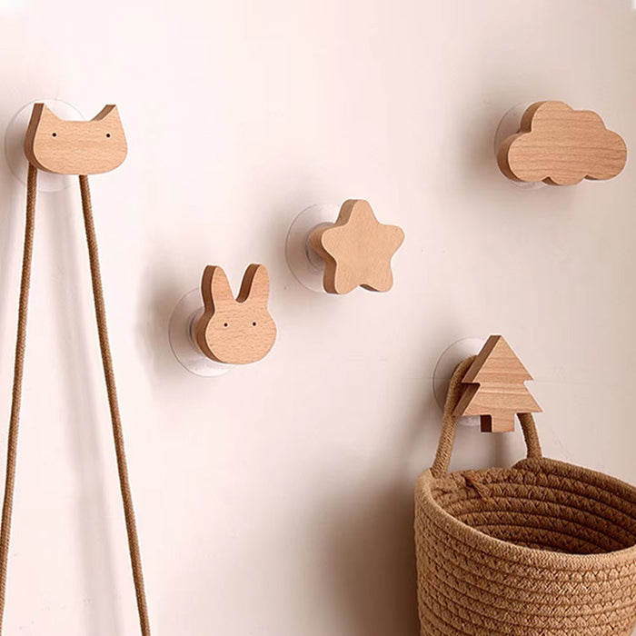 1Pcs Animal Wooden Hooks Cute Room Decor Hook Wall Keychain Coat Hook Home Door Wood Hook Hanger Kitchen Accessories Gadget