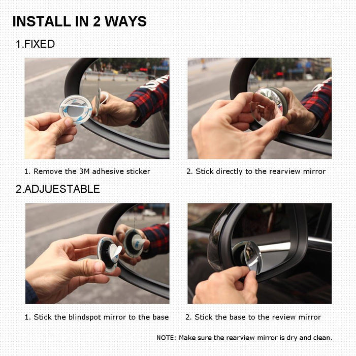 Blind Spot Mirrors, round Frameless 360° Rotate Sway Adjustable HD Glass Convex Mirror Maximize Rearview Universal for Car SUV Trucks Traffic Safety - Pack 2