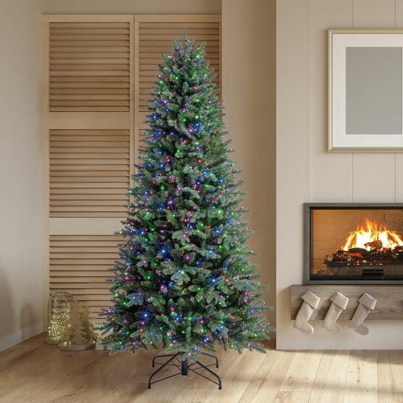 6.5Ft (1.9M) Pre-Lit Blue Hill Micro Dot Artificial Christmas Tree with 700 Colour Changing Micro LED Lights