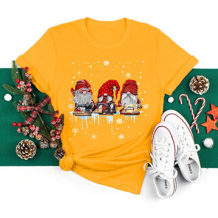 Christmas New Printed Pattern Round Neck Short Sleeve T-shirt