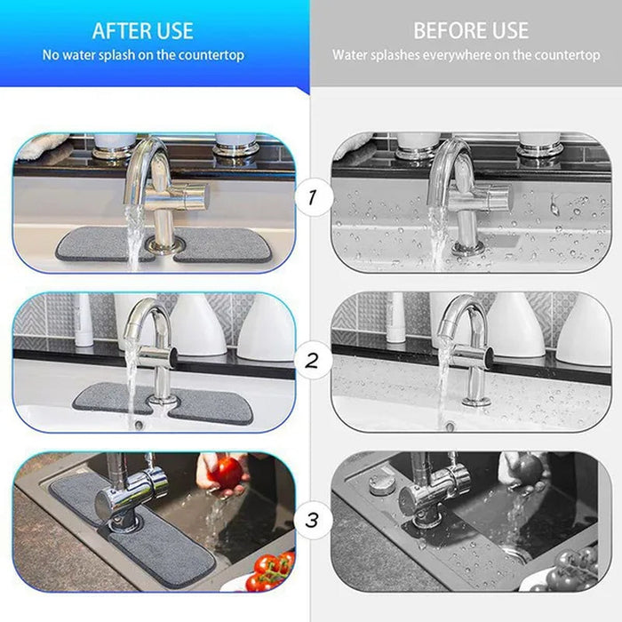 Kitchen Sink Splash Mat Faucet Splash Catcher Countertop Absorbent Mat for Kitchen Bathroom Drying