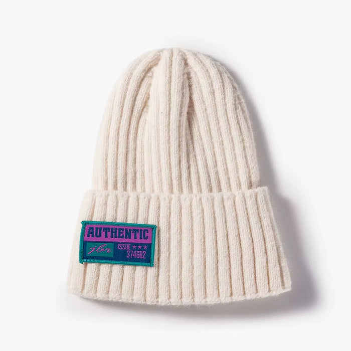 Korean Letter Beanie Hat Fashion Women Cloth Label Caps Autumn Winter Outdoor Warm Couple Knitted Hats Solid Color Simple Cap
