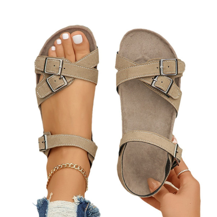 Cork Sole Women's Summer Cross Strap Sandals