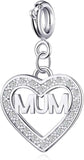 Mum Heart Charm Created with Zircondia® Crystals