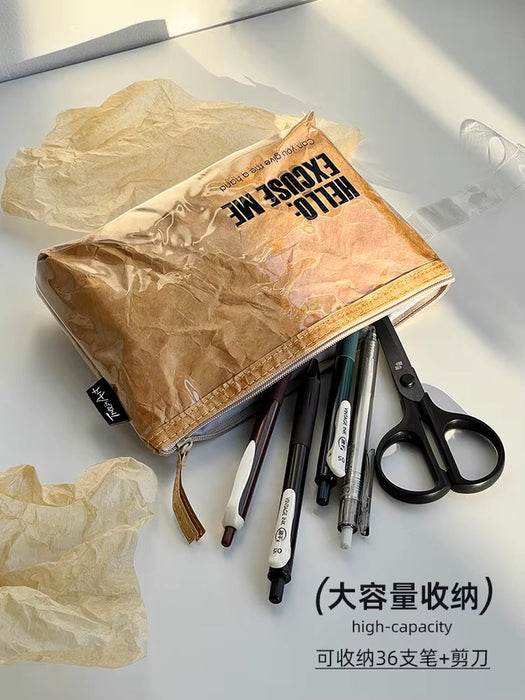 Vintage Dupont Paper Design with Large Capacity Multi Layer Storage Pencil Bag Multifunctional Pencil Bag Pen Case for Student