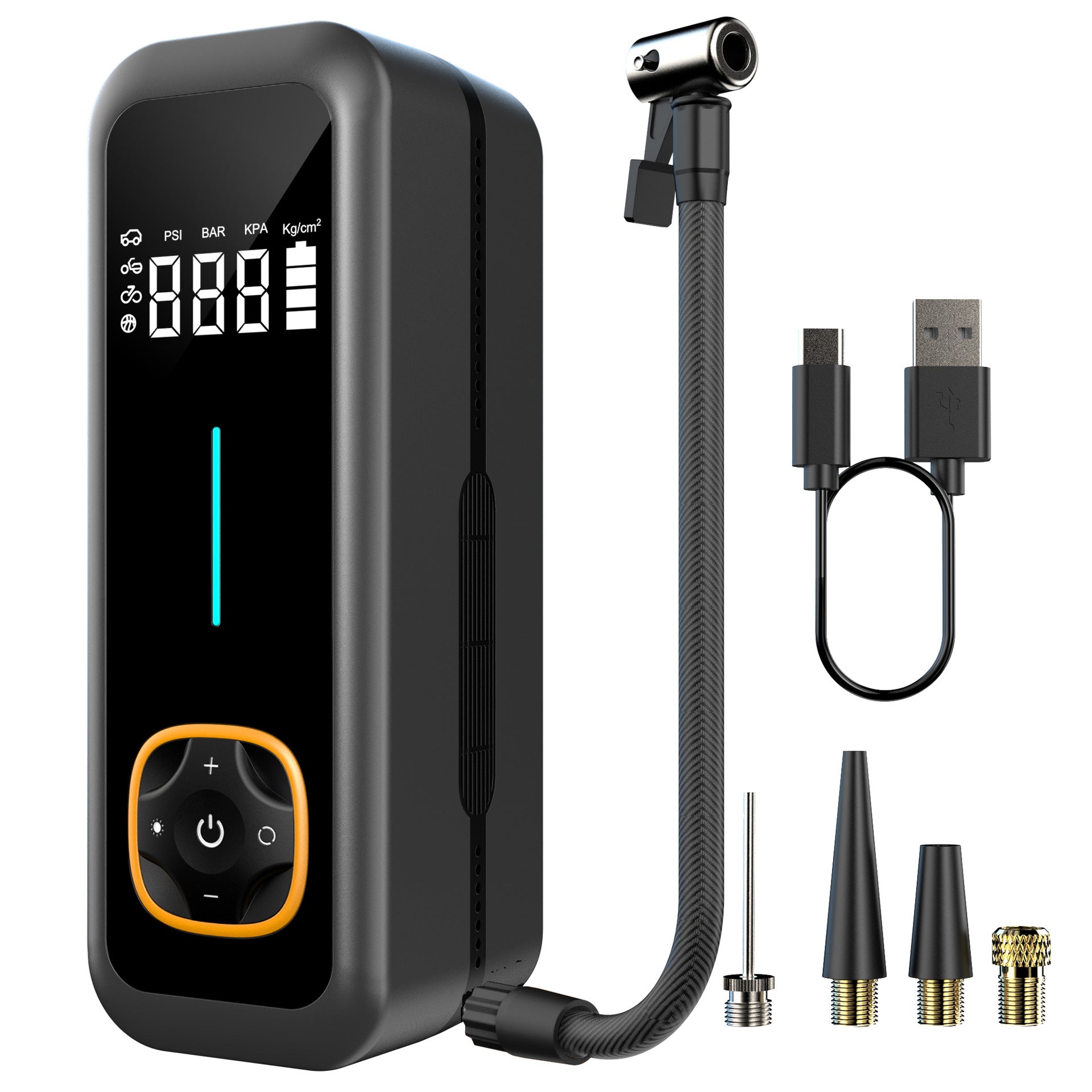 Portable Car Air Pump With Smart Digital Display Universal For Bicycles And Electric Vehicles