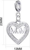 Mum Heart Charm Created with Zircondia® Crystals