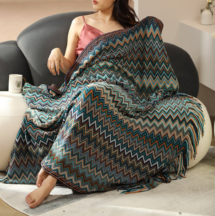 Bohemian Blanket Knitted Outdoor Keep Warm