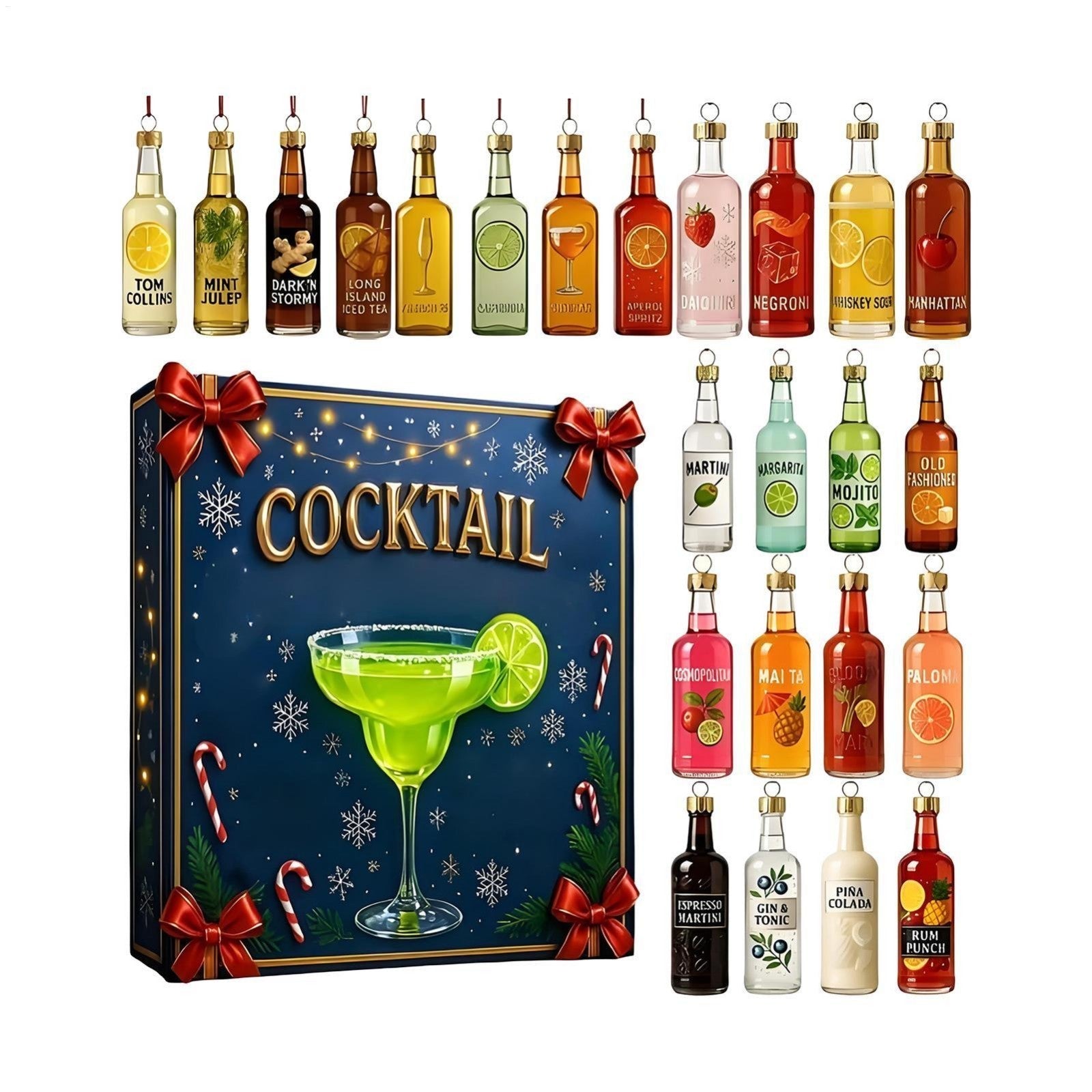 2026 Cocktail Advent Calendar, 24 Days Christmas Countdown Calendar with 24 Mini
