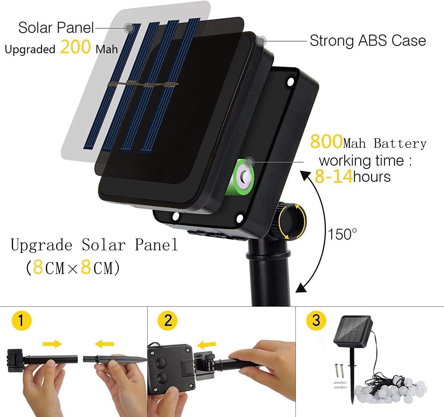 Solar Fairy Lights Outdoor Waterproof, 50LED Solar Garden Lights