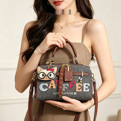 New Large-Capacity Embroidered Letter Cartoon Boston Bag