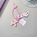 Plum Red Chain Balloon Dog Card Holder Keyring Women Featuring Spicy Girl Heart-Shaped Pink Bow Design Unique Trendy Bag