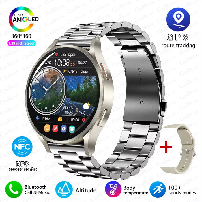 New for Samsung Galaxy Watch 6 Classic Smartwatch Men AMOLED HD Screen Voice Assistant Bluetooth Call NFC Smart Watch for Women