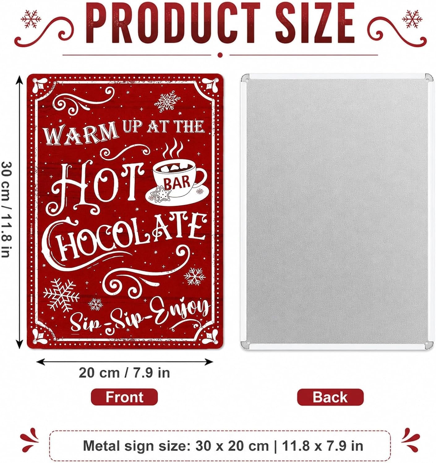 Hot Cocoa Station Sign, Metal Christmas Kitchen Accessories for Wall Decor
