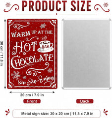 Hot Cocoa Station Sign, Metal Christmas Kitchen Accessories for Wall Decor