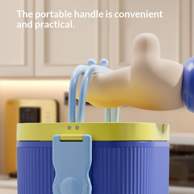 Childrens Portable Double-Layer Lunch Box With Handles For Picnics And Camping