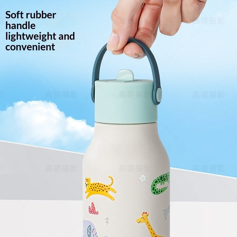 Cartoon Baby Titanium Drop-Resistant Straw Water Bottle