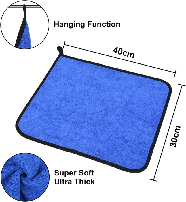 Microfibre Cleaning Cloths, 6 Pack, Two-Layer Thickened Towels, Lint Free Super Absorbent Towel for Household and Car Washing, Drying, Detailing, 40X30Cm