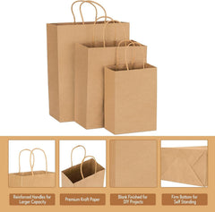 45Pcs Brown Kraft Paper Bags with Handles - Mixed Size Gift Bags for Business, Shopping, Retail, Party, Favor, Merchandise (Brown)