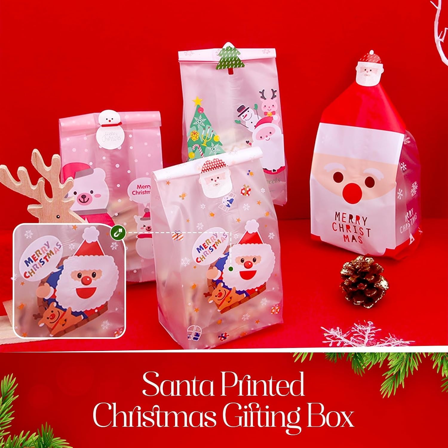 Christmas Gifting Bags 10 Pack – Assorted Xmas Wrapping Bags for Small Gifts, Stocking Fillers, Cookies, Popcorn & Secret Santa Presents – Reusable Christmas Snack Gift Party (Sticker Not Included)