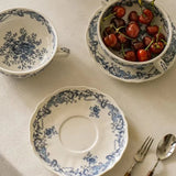 Retro French Style Coffee Cups Household Afternoon Tea Dessert Yogurt Cup and Plate Set Exquisite Flower Ceramic Bowsl Tableware
