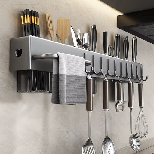 Kitchen Organizer Knife Rack Storage Box Household Knife Rack Spoon & Chopstick Holder No Hole Required Hanging Storage Box