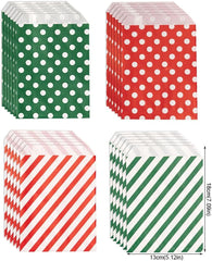 96 Pcs Small Christmas Paper Treat Bags Candy Buffet Bags Flat Cookie Bags Sleeves for Packaging Doughnut Bags for Holiday Party Favor Bags