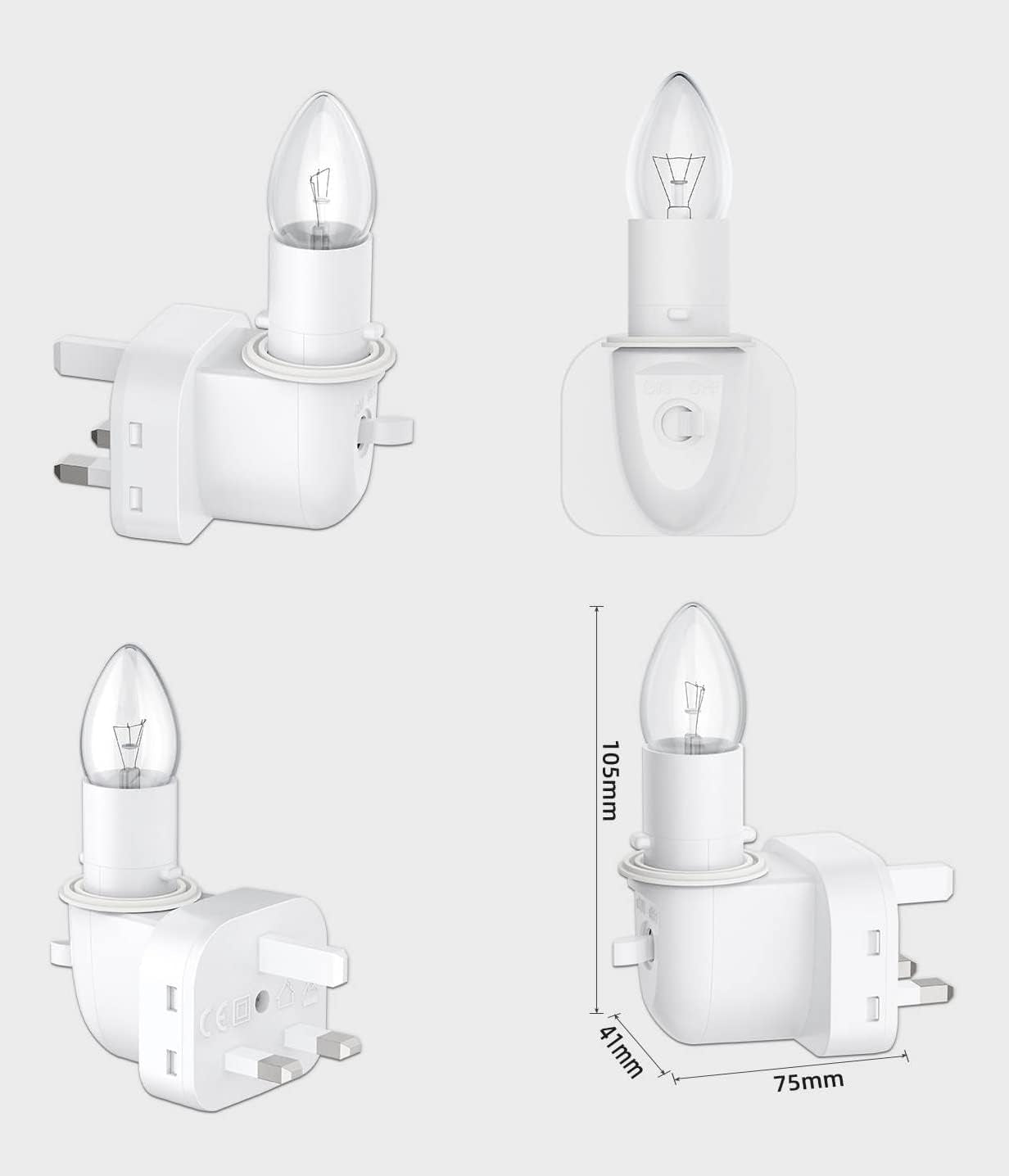 Ceramic Christmas Tree Night Light, Direct Plug, Plugin, Children Bedroom, Multicolor Bulbs & 360 Degree Swivel Plug with On/Off Switch (White)