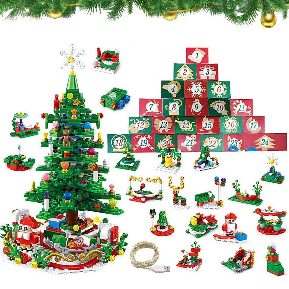 24 Day Kids Toy Christmas Advent Calendar Play Building Blocks with LED Gift Box
