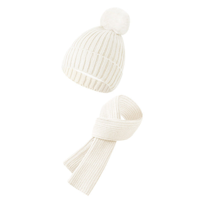 Solid Color Woven Hat Scarf And Gloves Warm Set