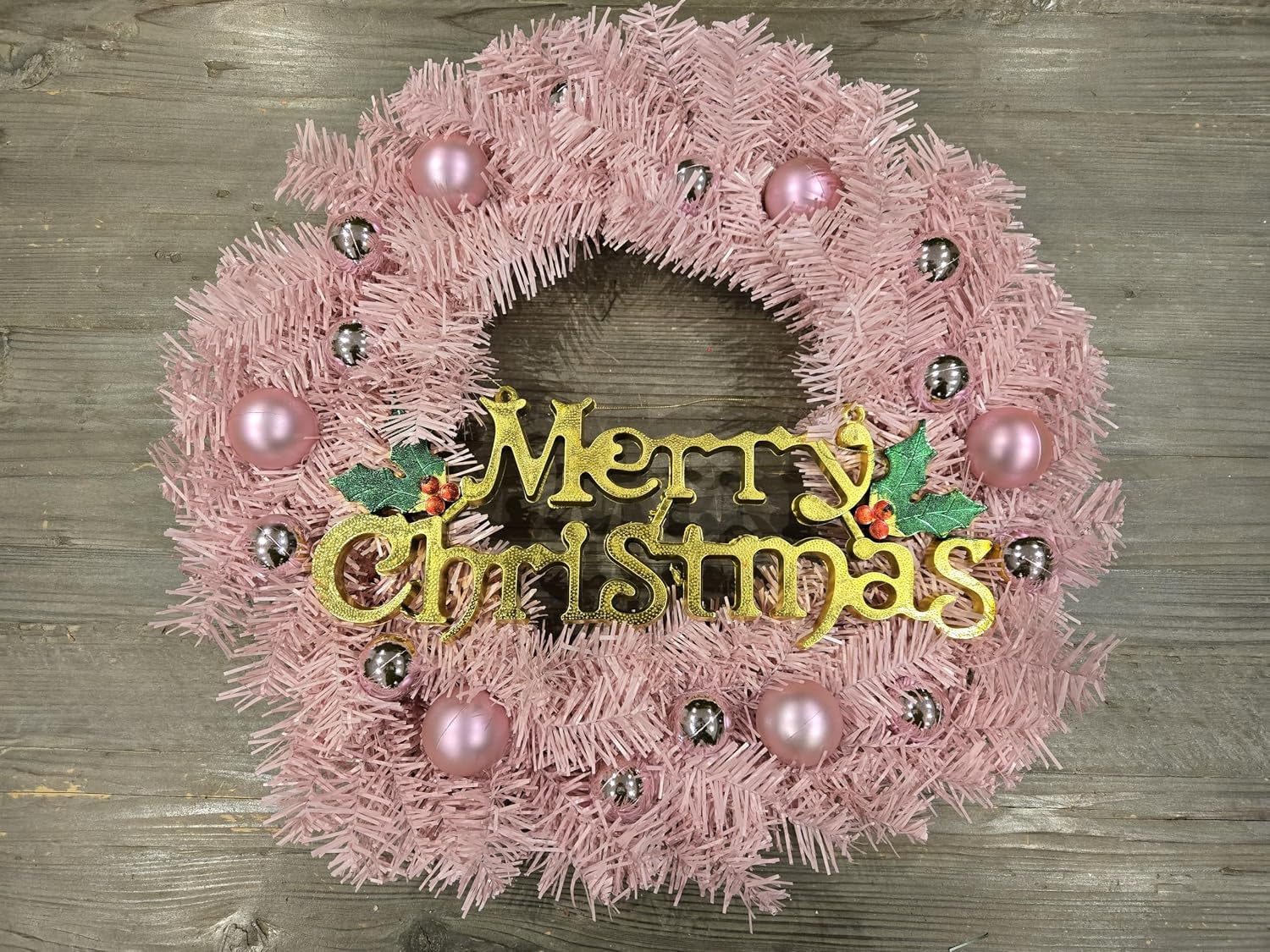 Traditional Christmas Wreath Pink Glamour - 50Cm /20" Large Artificial Floral Front Door Decoration - Festive Hanging Xmas Ornament Garland Style 2