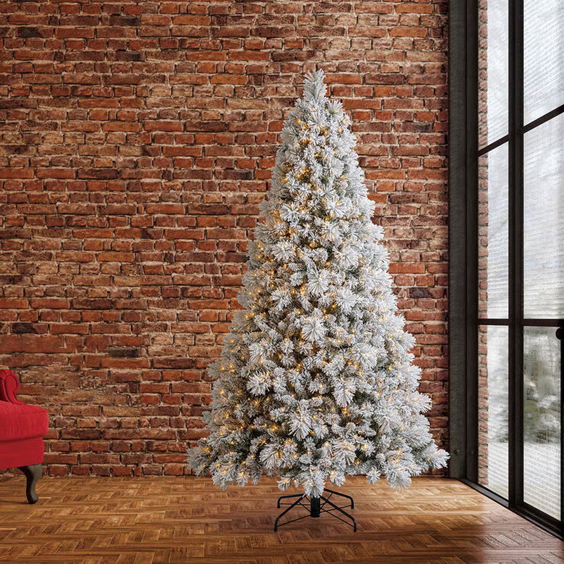 7.5Ft (2.3M) Pre-Lit Glitter Flocked Artificial Christmas Tree with 1,150 Color-Changing Micro Twinkle LED Lights
